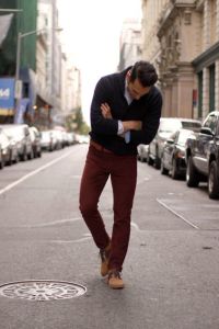 Burgundy colored men’s fall fashion