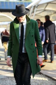 Men’s emerald colored fall clothing
