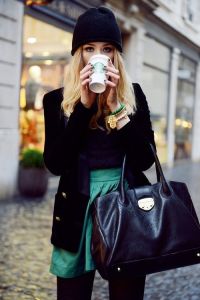 Women’s emerald colored fall clothing