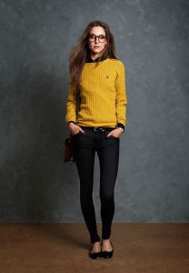 Women’s mustard colored fall clothing